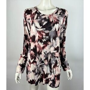 Logo‎ By Lori Goldstein Rayon 230 Printed Top Women XL EUC Long Sleeve Pockets